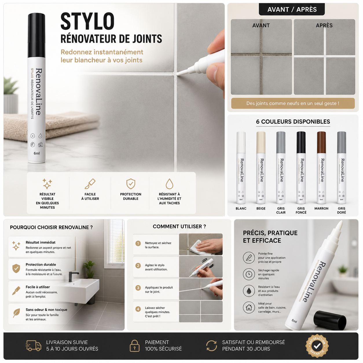 Stylo Rénovateur de Joints RenovaLine